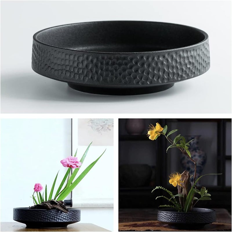 Eggone Japanese Ikebana Vase Kit Flower Frog Floral Frog Japanese Flower Arranging Supplies Flower Container with kenzan 2-in-1 corrector & Kenzan - 2.4inch Flower Frog, Bowl Vase - Image 5